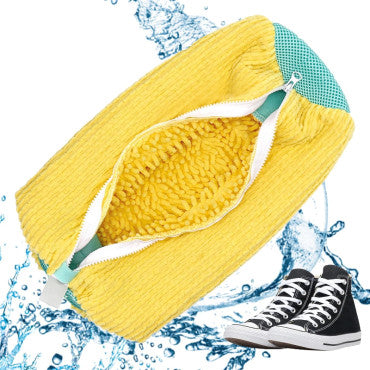 Mikrofiber astarlı fermuarlı ayakkabı yıkama torbası
