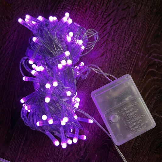 10m 100 Led Damla Uçlu Pembe Işık Şeffaf Kablo – görsel 1