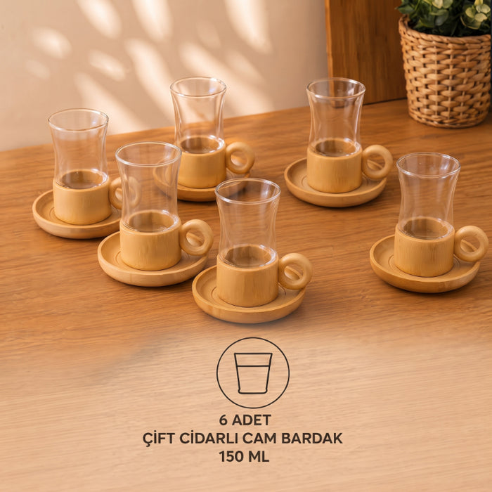 12 Parça Bambu Çay Seti