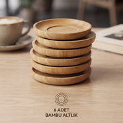 12 Parça Çay Seti - Bambu Bardak Altığı - Çift Cidarlı Cam - 150 ml – görsel 2