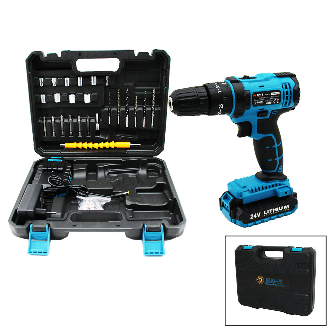 Mavi Renk Şarjlı Matkap Seti - Çantalı - 1350 RPM - 24W – görsel 1
