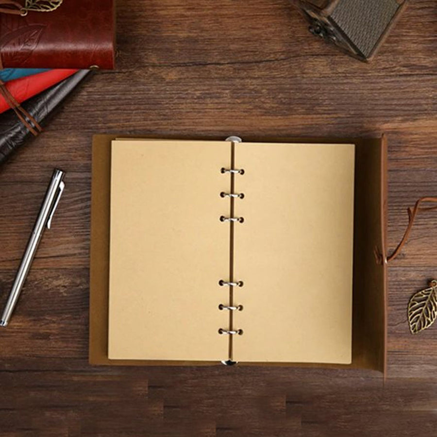 2'lü Paket – Yeşil Yaprak Desenli Deri Defter