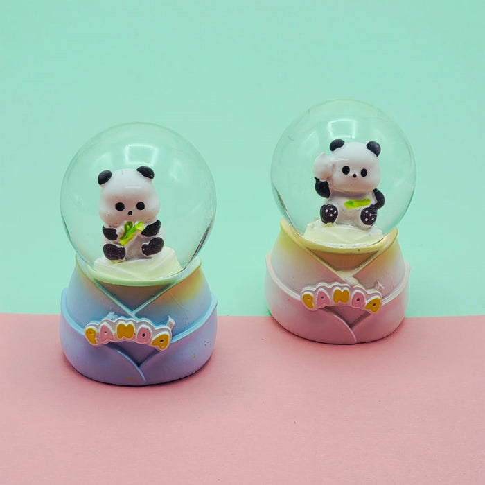 3'lü Paket – Mini Boy Sevimli Panda Tasarımlı Işıklı Kar Küresi