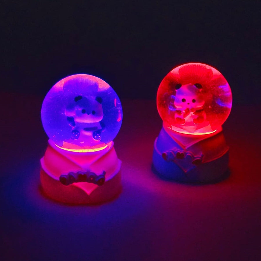 3'lü Paket – Mini Boy Sevimli Panda Tasarımlı Işıklı Kar Küresi