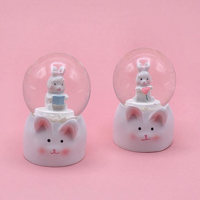 3'lü Paket – Mini Boy Tavşan Tasarımlı Işıklı Kar Küresi