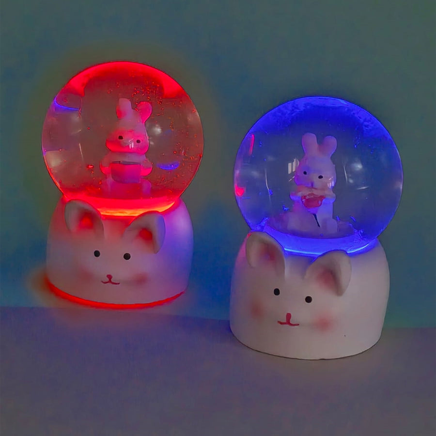 3'lü Paket – Mini Boy Tavşan Tasarımlı Işıklı Kar Küresi