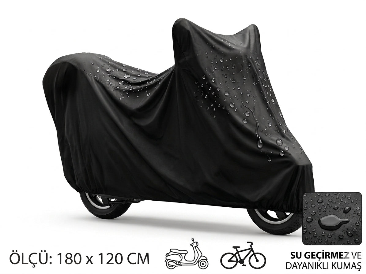 2'lü Paket – Su ve Toz Geçirmez Motosiklet ve Scooter Koruma Brandası 180x120 cm