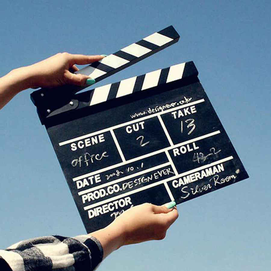 2'lü Paket – Küçük Boy Dekoratif Sinema Klaketi - Ahşap Tasarım - 20x20 cm