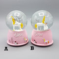 3'lü Paket – Mini Pembe Kar Küresi - Sevimli Unicorn ve Kız Tasarımlı - Işıklı