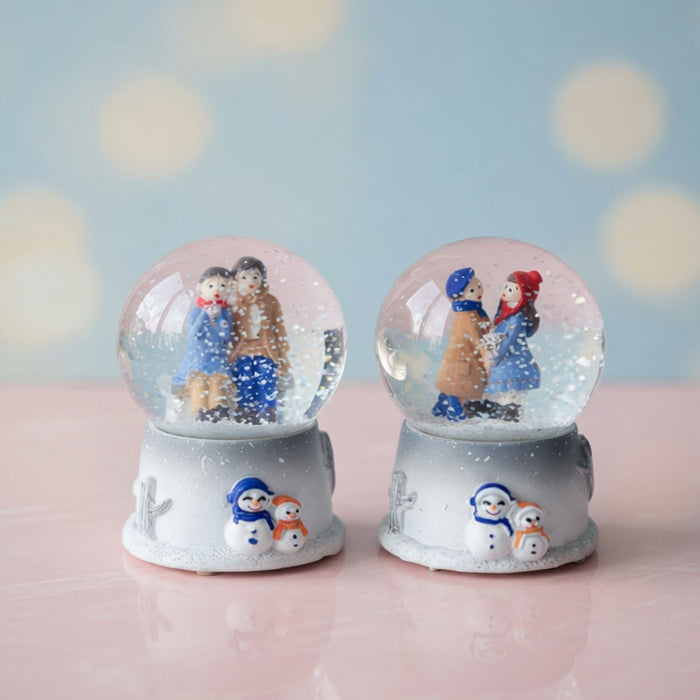 3'lü Paket – Mini Boy Işıklı Kar Küresi - Kış Masalı Tasarımlı - Romantik Hediyelik