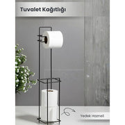 Siyah Standlı Yedek Hazneli Tuvalet Kağıtlığı – görsel 1