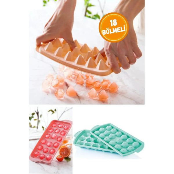 3'lü Paket – Elmas 18 Bölmeli Buz Kalıbı