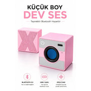 Mini Taşınabilir Hoparlör - Type C (USB-C) Şarj - Güçlü Bass - Küp Tasarım – görsel 1