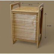 Orta Boy Ahşap Bambu Kirli Sepeti 40x35x60 – görsel 2