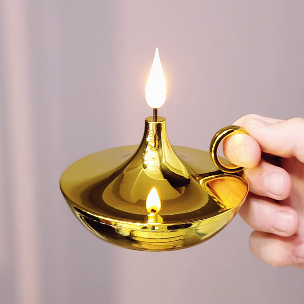 3'lü Paket – Dekoratif Gold Pilli Mum Lamba