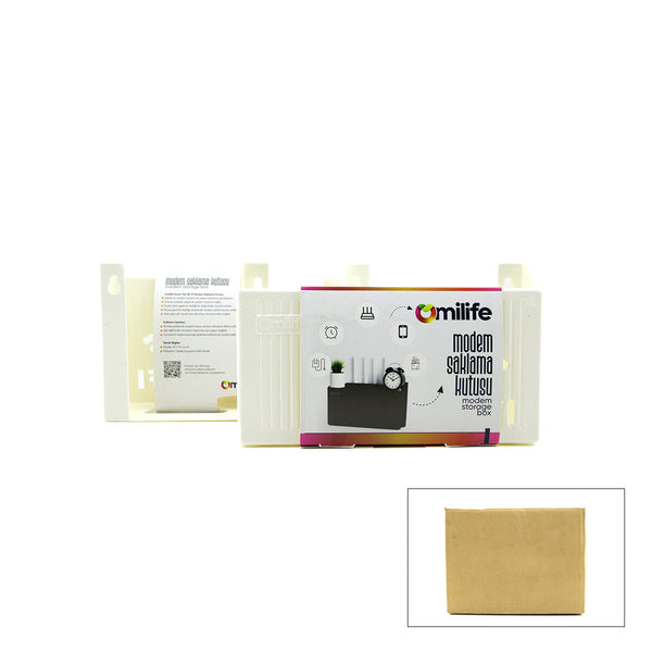 3'lü Paket – Modem Saklama Kutusu - Plastik - Tek Renk - 25x15x6 cm