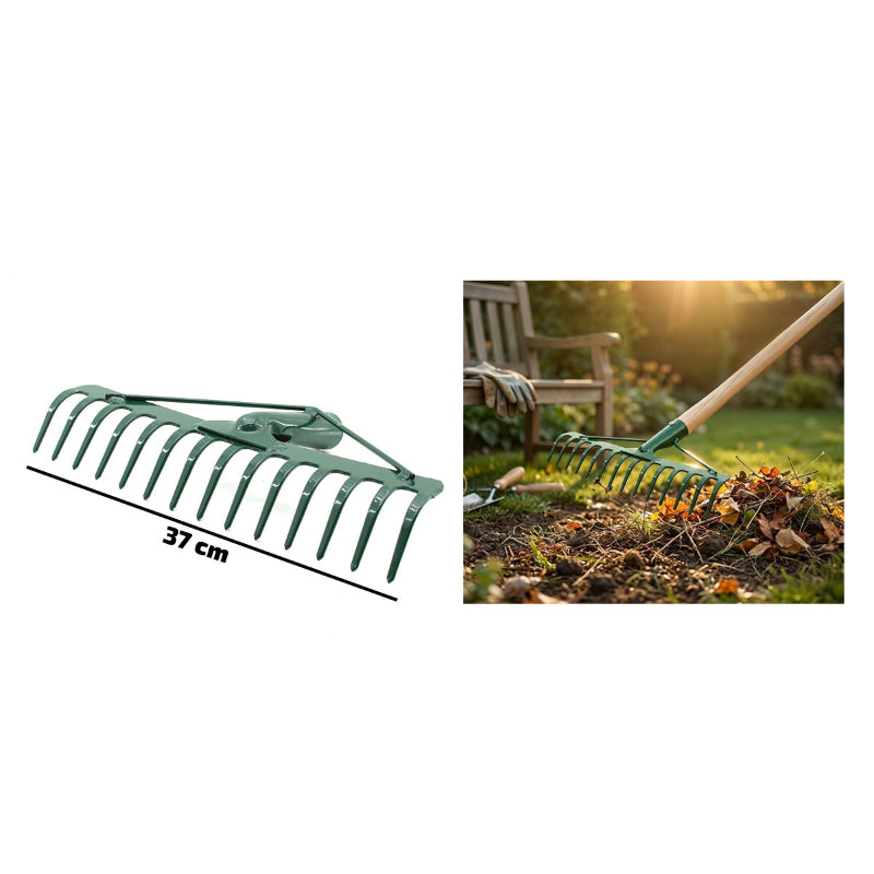 2'lü Paket – 14 Dişli Metal Bahçe Tırmığı - 37 cm Genişlik - Dayanıklı Yapı