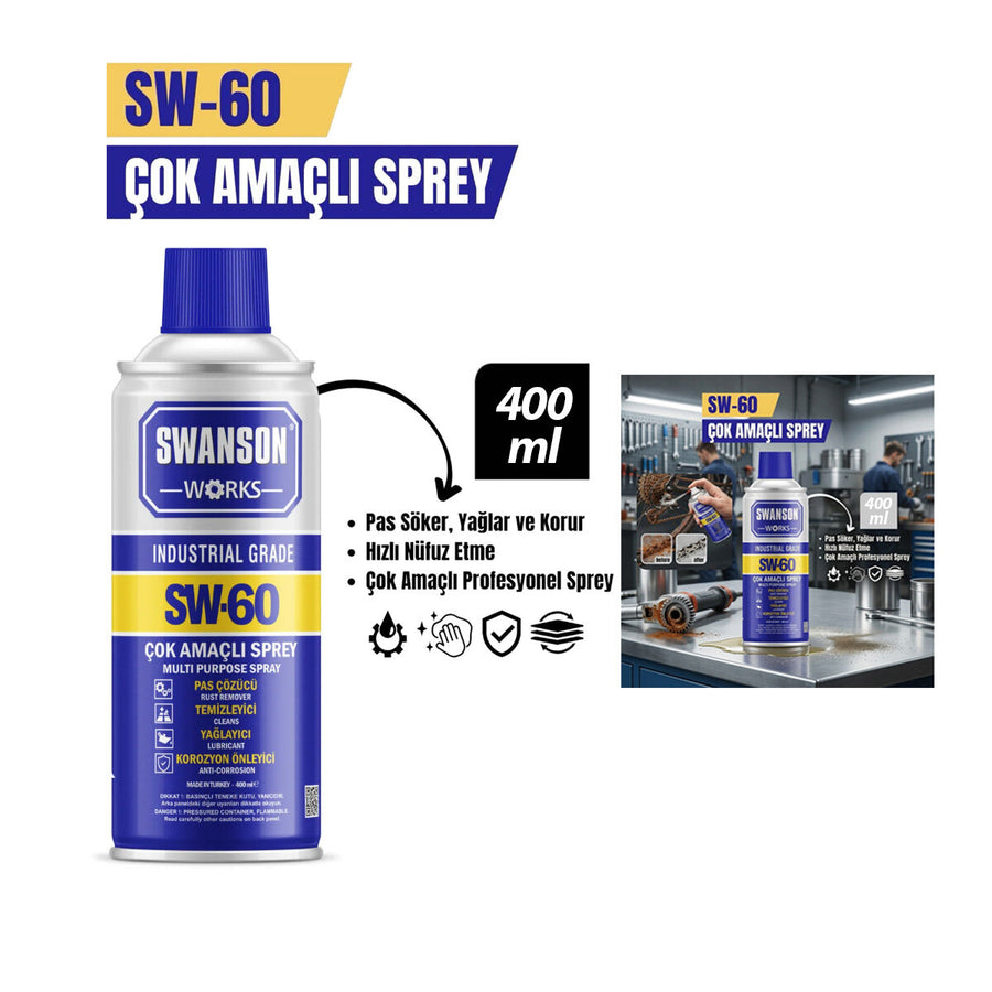 2'lü Paket – Çok Amaçlı Profesyonel Sprey - 400 ml - Pas Sökücü - Yağlayıcı - Koruyucu