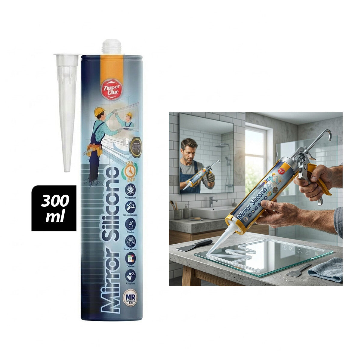 Şeffaf Silikon - 300 ml - Ayna Cam Yapıştırıcı – görsel 1