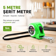 Şerit Metre - 5 Metre Uzunluk - Manyetik Uç – görsel 1