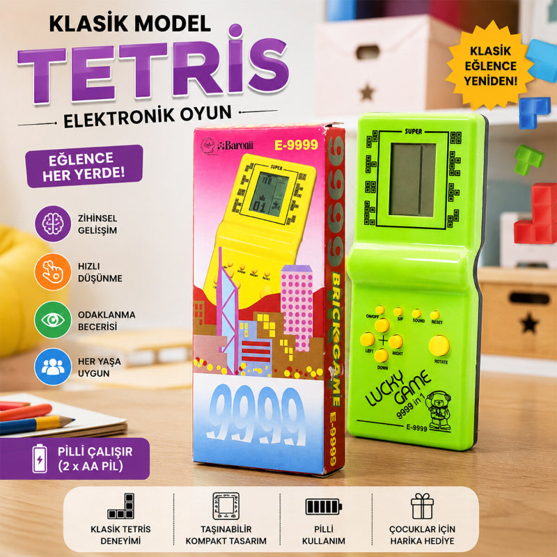 3'lü Paket – Klasik Model Tetris - Pilli - Elektronik Oyuncak