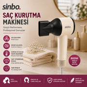 Sinbo Saç Kurutma Makinesi - Pembe Renk - 3 Kademeli Hız ve Sıcaklık – görsel 1