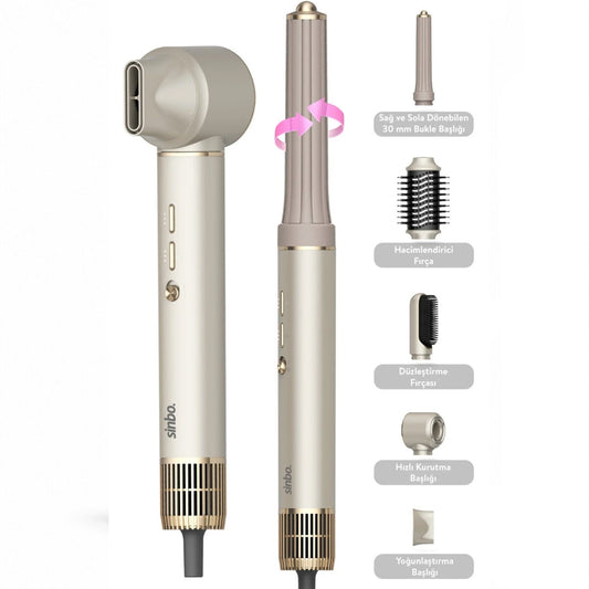 Sinbo Air Brush Saç Şekillendirme Cihazı - 5 Başlıklı - Rose Gold Renk – görsel 1