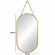 Dekoratif Duvar Aynası - Gold Metal Çerçeveli - İp Askılı - 24x40 cm – görsel 2