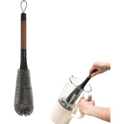 2'si 1 Arada Kavanoz Fırçası - Çıkarılabilir Pipet Fırçası - Ceviz Ağacı Desenli Sap – görsel 4