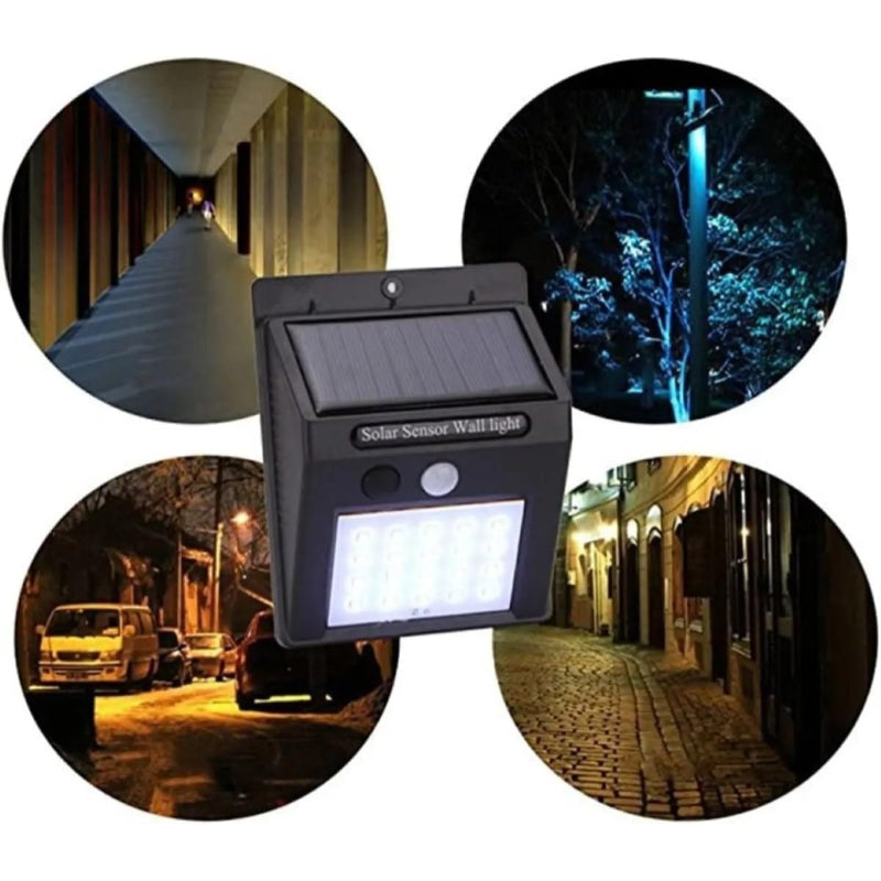3'lü Paket – Güneş Enerjili Solar Dış Mekan Lambası - 20 LED Aydınlatmalı - Duvar Tipi