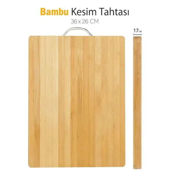 Metal Saplı Bambu Kesim Panosu – görsel 1