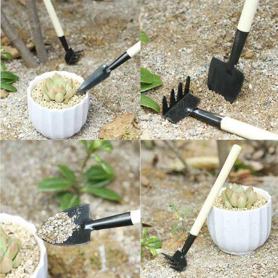 3'lü Paket – Mini Ahşap Hobi Bahçe Seti 3 Parça