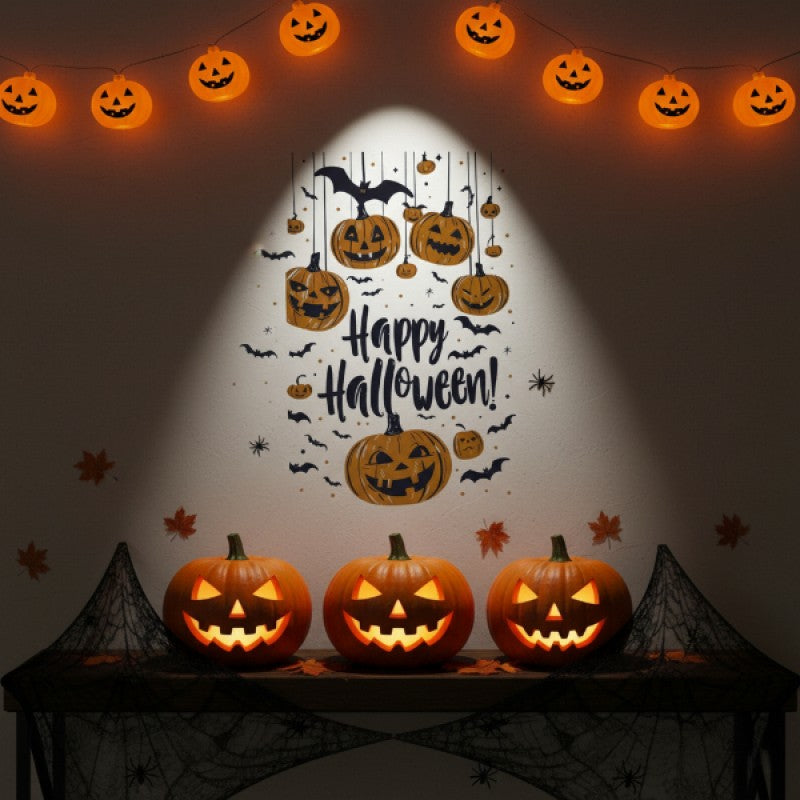 3'lü Paket – Halloween Temalı Duvar Stickerı - 3 Farklı Model - Cadılar Bayramı Dekoru - 57x24 cm