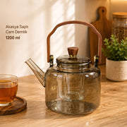 Akasya Saplı Demlik - 1200 ml - Borosilikat Cam – görsel 1