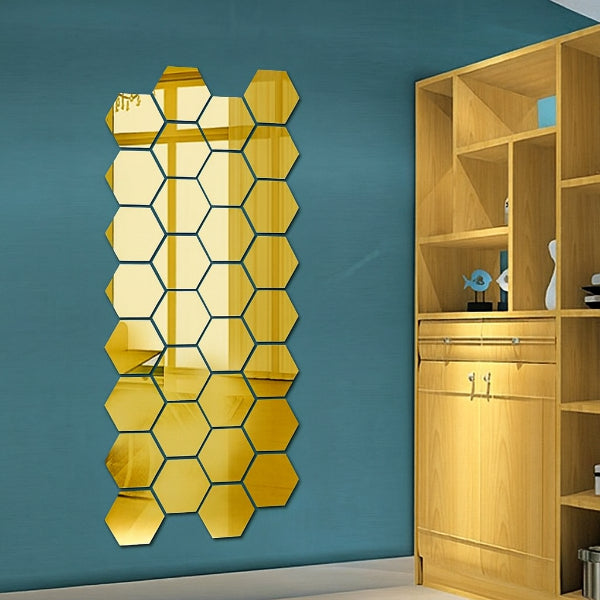 3'lü Paket – Yapışkanlı Akrilik Gold Ayna Seti 12 Adet