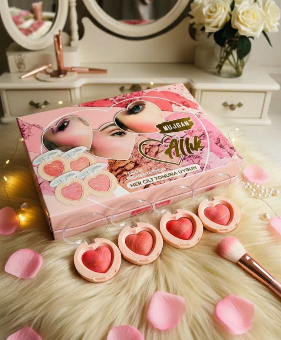 4'lü Kalp Allık Blush Seti – görsel 1