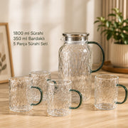 5 Parça Bardaklı Sürahi Seti - Cam - 1800 ml Sürahi - 4 Bardak – görsel 4