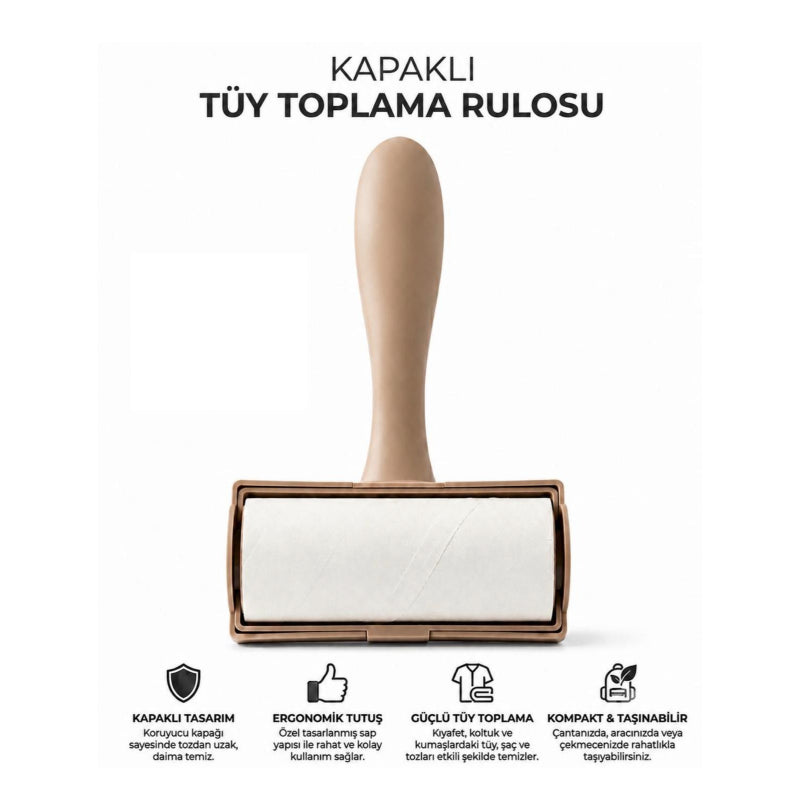 3'lü Paket – Tüy Toplama Rulosu - Kapaklı - Ergonomik - Taşınabilir