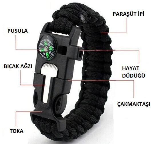 3'lü Paket – Çok Amaçlı Hayatta Kalma Bilekliği