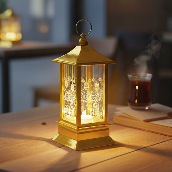 2'lü Paket – Ramazan Temalı Gold Kare Kubbe LED Lamba