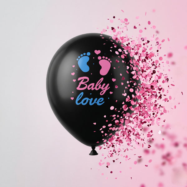 3'lü Paket – Pembe Konfetili Cinsiyet Balonu