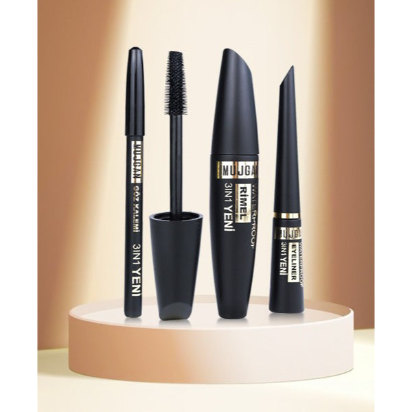 3'lü Paket – 3'ü 1 Arada Göz Makyajı Seti - Eyeliner, Maskara, Kalem