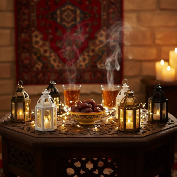 2'lü Paket – Ramazan Temalı Büyük Altıgen Açık Kubbe LED Lamba